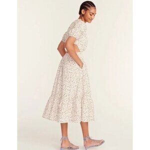 J Crew Women Side-Cutout Poplin Midi Meadow Floral Classic Dress in Size 0 NWT
